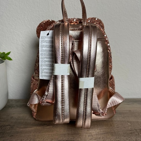 Loungefly Mini Backpack Disney Parks Exclusive Rose Gold Sequin Mini Backpack - Picture 4 of 6